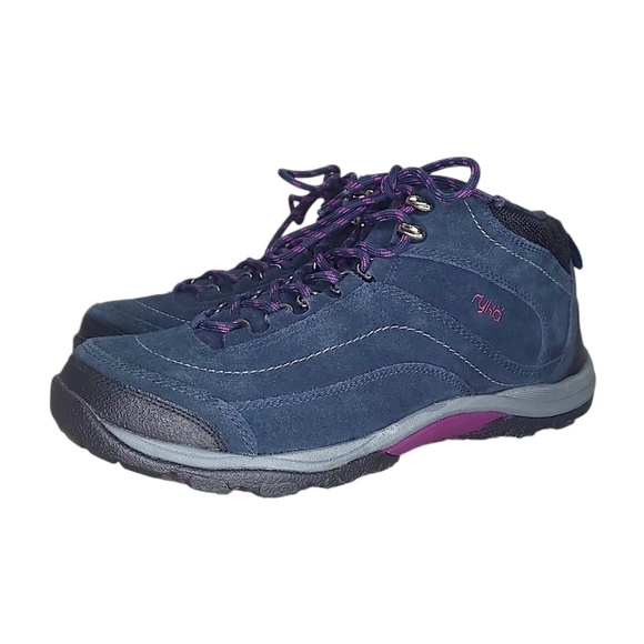 Ryka Canyon Shearling Suede Hiking Boots Navy Purple Size 9 - Picture 2 of 13